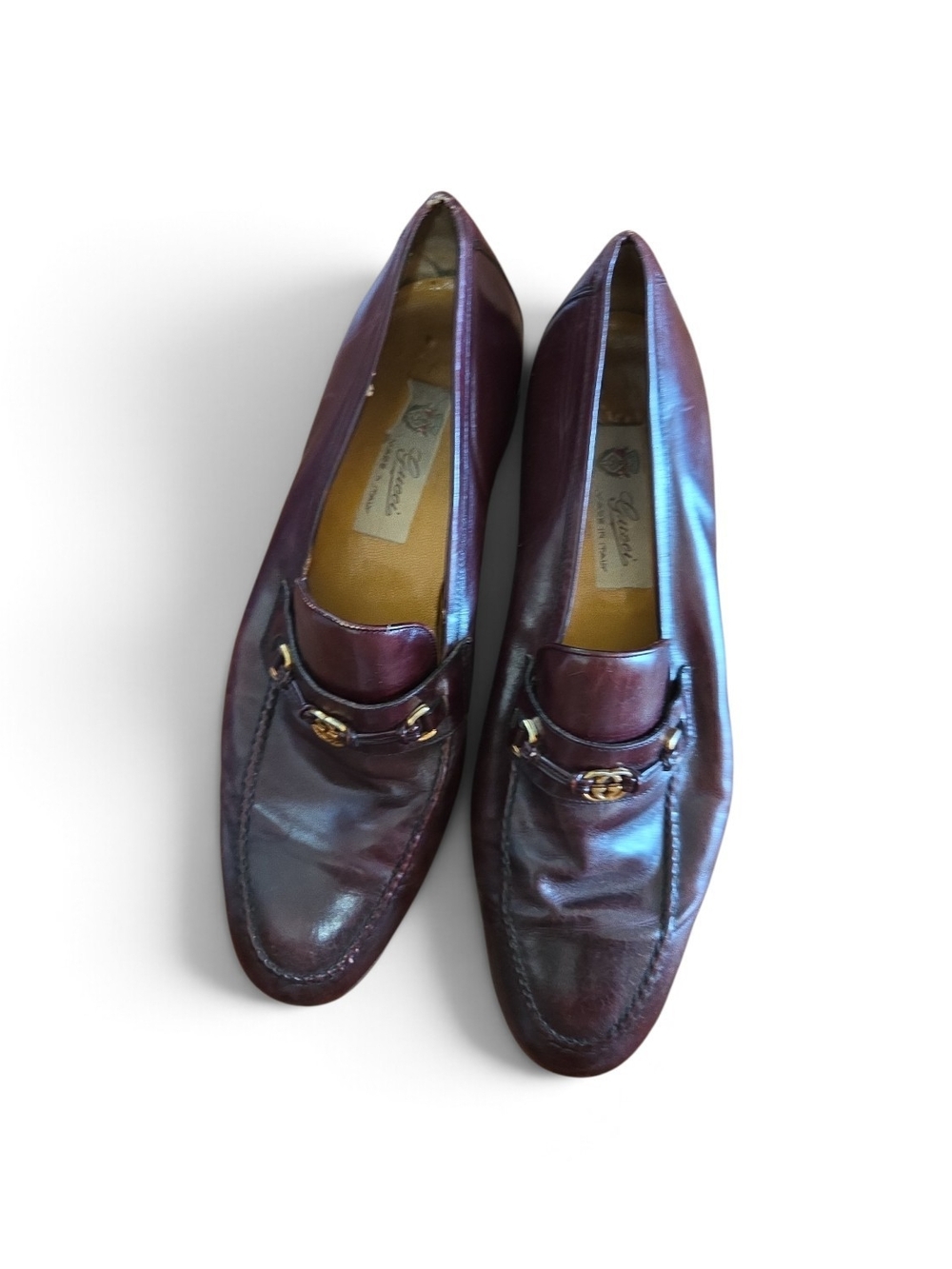 Vintage Gucci ClassicMen's Burgundy Leather Horsebit Slip-On Loafers